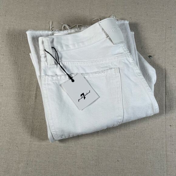 7 For All Mankind Easy Boy Bootcut Womens Size 26 New With Tags White Distressed - Picture 1 of 8